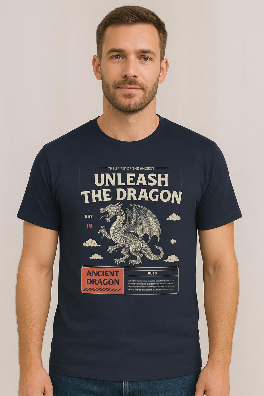 Unleash the Dragon Graphic Navy T-Shirt