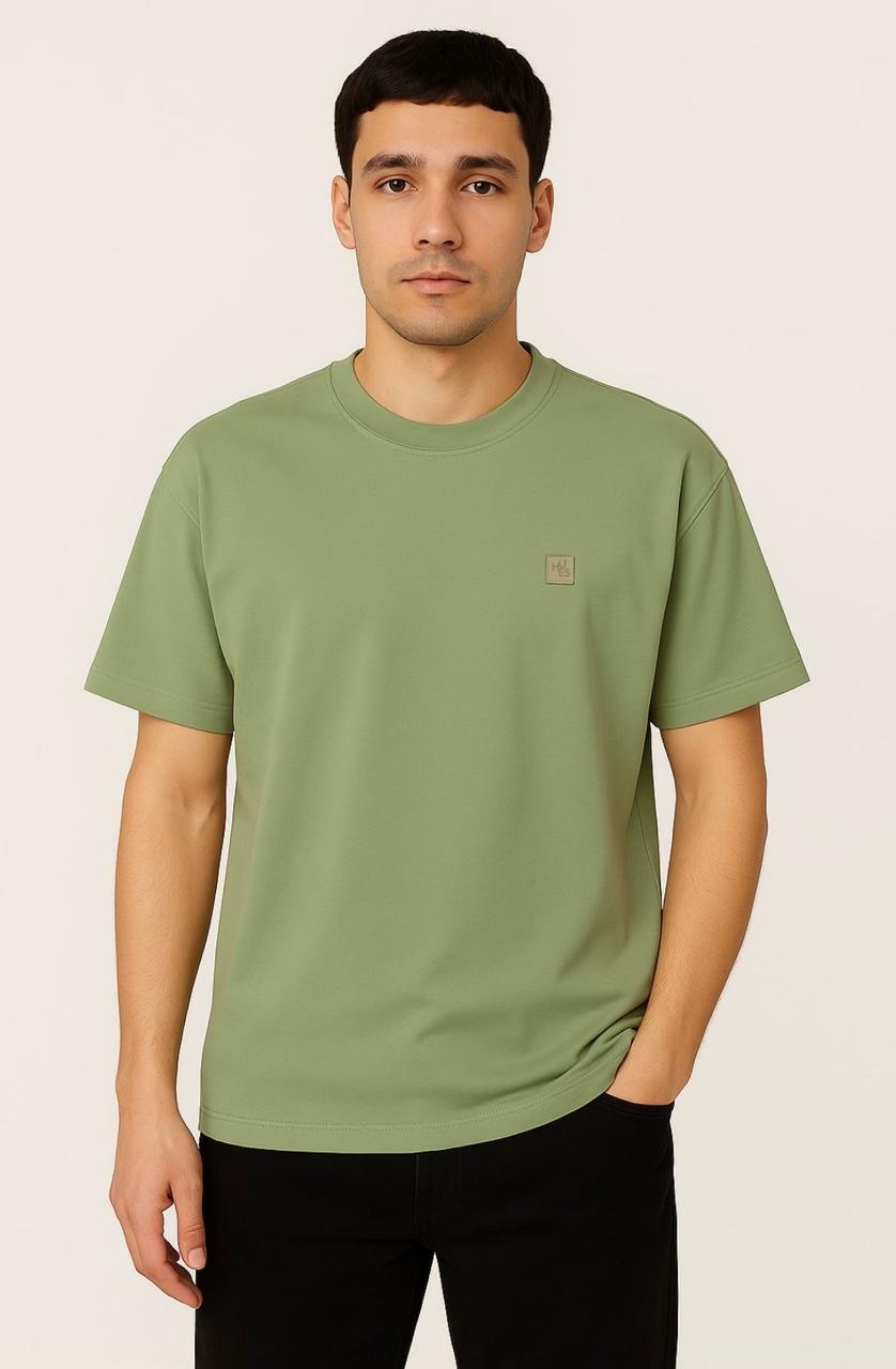 Premium Tencel Drop Shoulder T-Shirt – Light Olive Green | 220 GSM