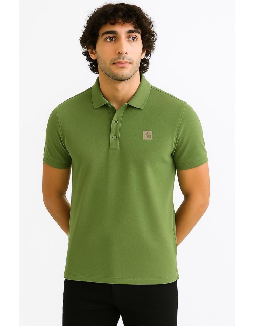 Premium Tencel Collar T-Shirt – Light Olive Green | 220 GSM